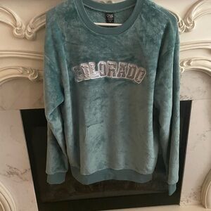 Cold Crush Teal Colorado Crew Neck Velour Sweat shirt